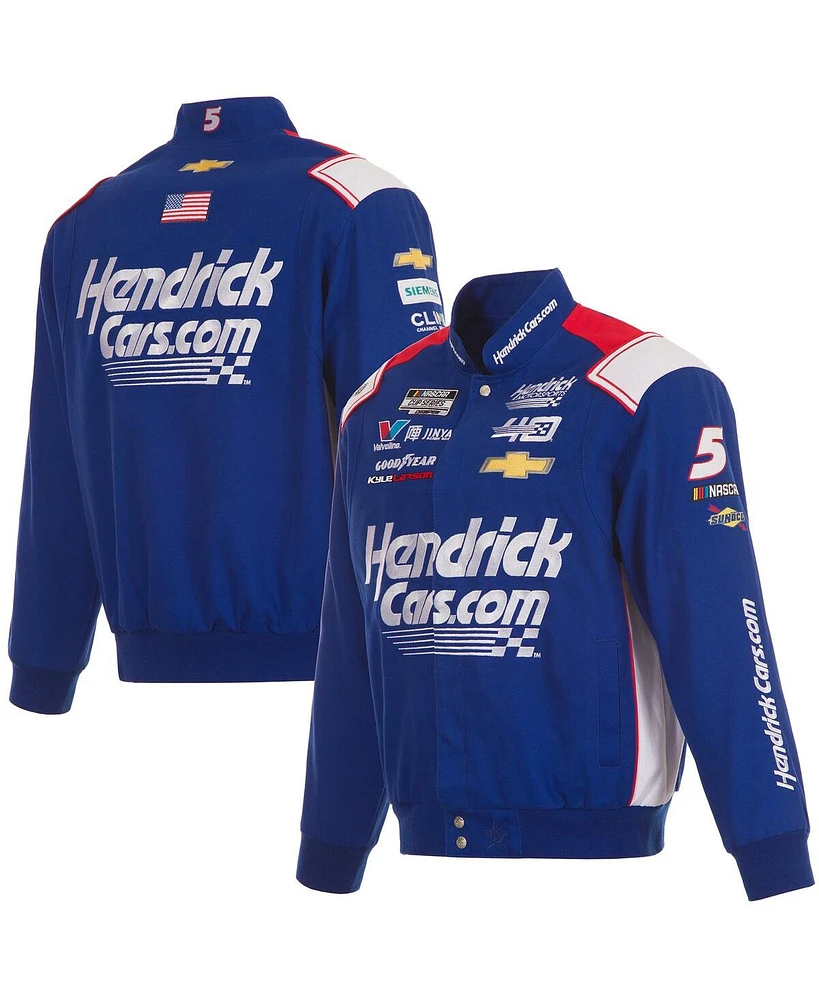 Jh Design Men's Royal Kyle Larson Hendrick Cars Twill Driver Uniform Full-Snap Jacket