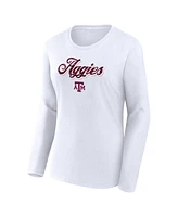 Fanatics Women's White Texas A M Aggies Double Team Script Long Sleeve T-Shirt