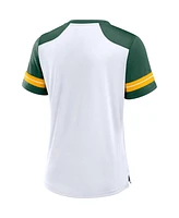 Fanatics Women's White/Green Green Bay Packers Foiled Primary Lace-Up T-Shirt