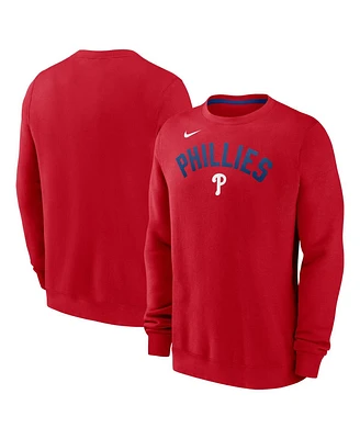 Nike Men's Red Philadelphia Phillies Classic Fleece Performance Pullover Sweatshirt