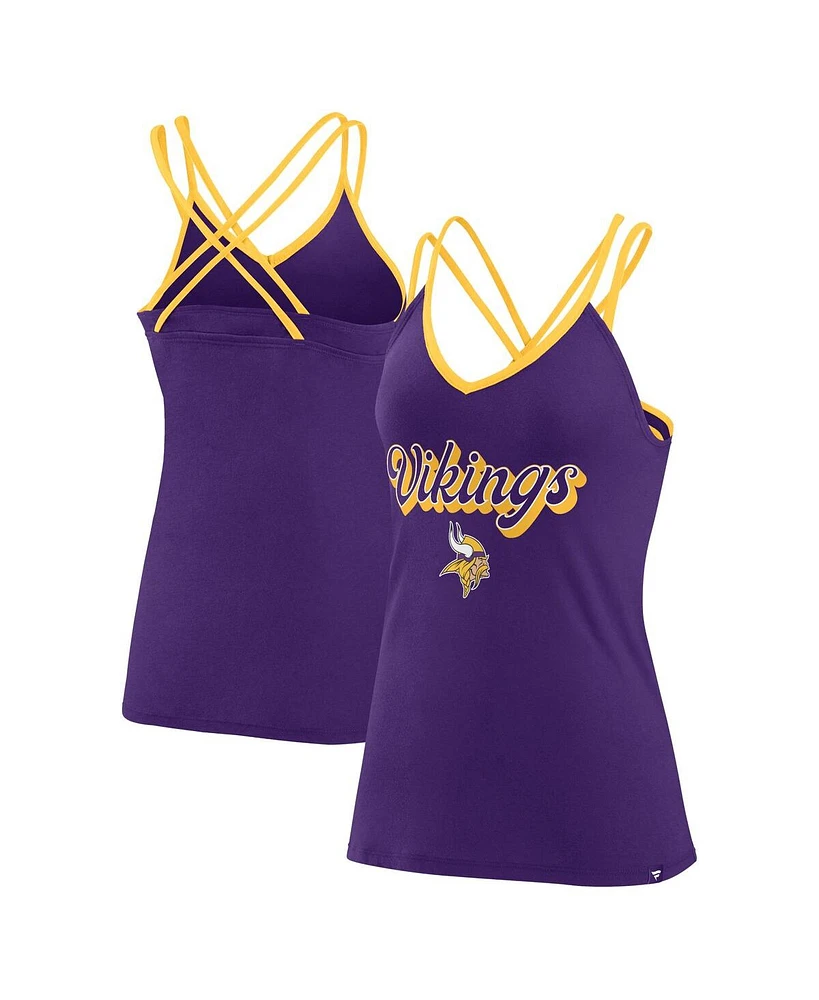 Fanatics Women's Purple Minnesota Vikings Go for It Strappy Crossback Tank Top