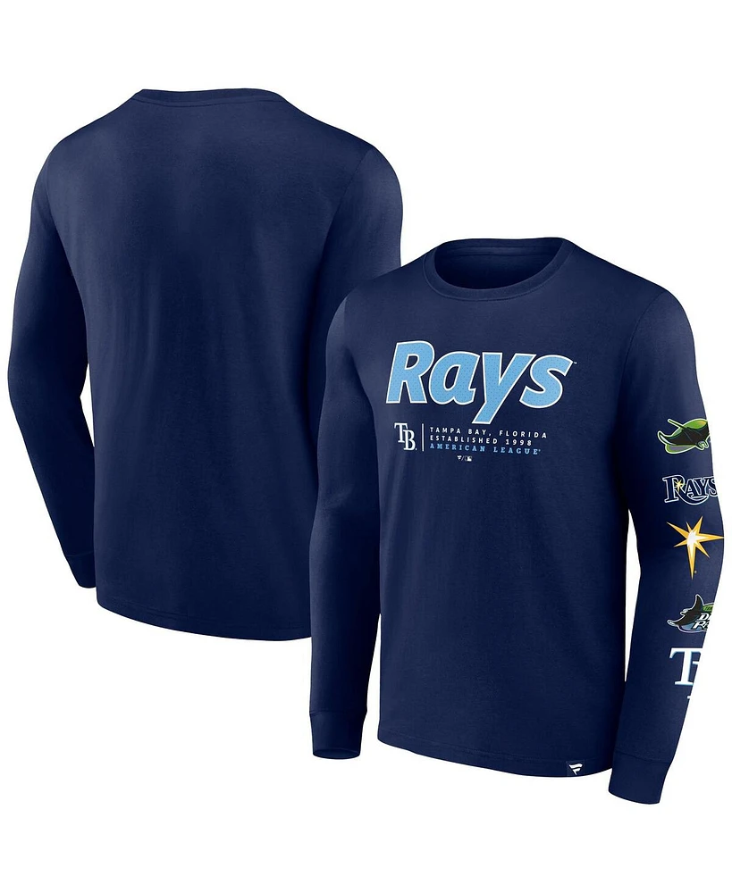 Fanatics Men's Navy Tampa Bay Rays Strike the Goal Long Sleeve T-Shirt