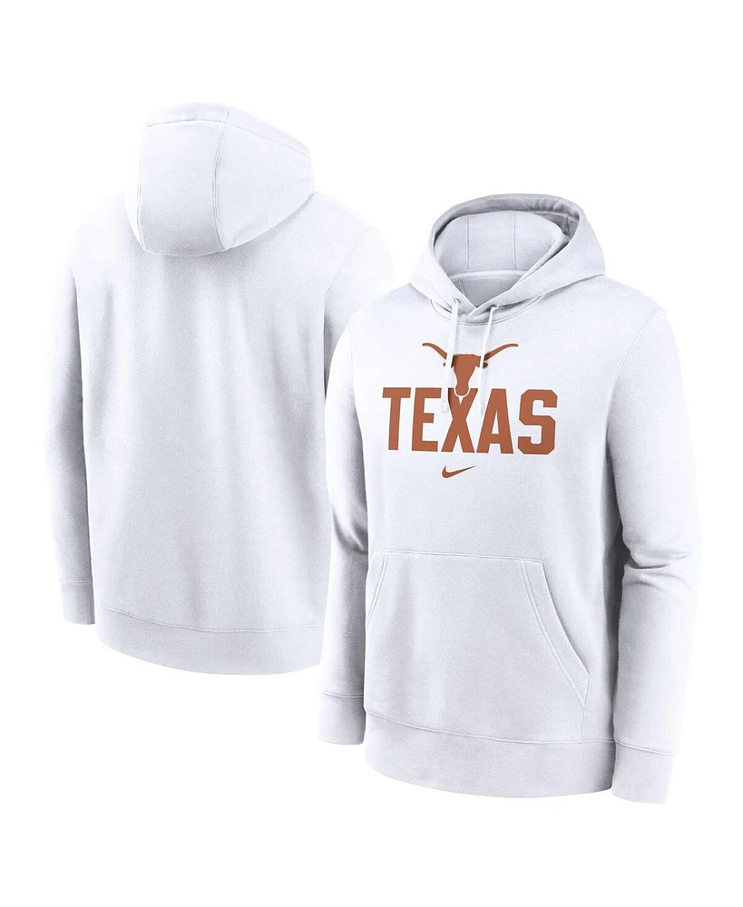 Nike Men's White Texas Longhorns Primetime Club Fleece Pullover Hoodie