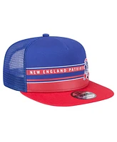 New Era Men's Royal/Red New England Patriots Half Stripe Trucker 9FIFTY Snapback Hat