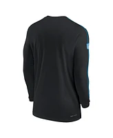 Nike Men's Black Carolina Panthers Sideline Coach Uv Performance Long Sleeve T-Shirt