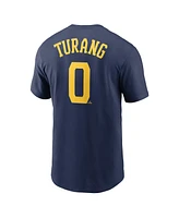 Nike Men's Brice Turang Navy Milwaukee Brewers Name Number T-Shirt