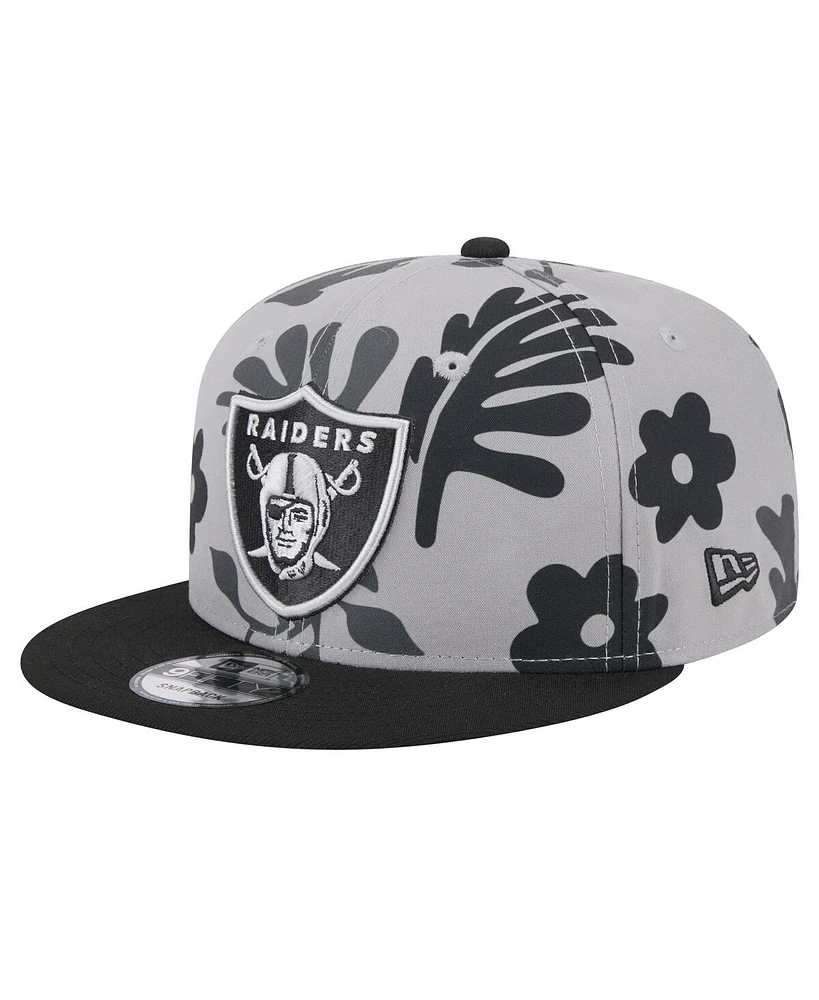 New Era Men's Silver Las Vegas Raiders Leafy 9FIFTY Snapback Hat