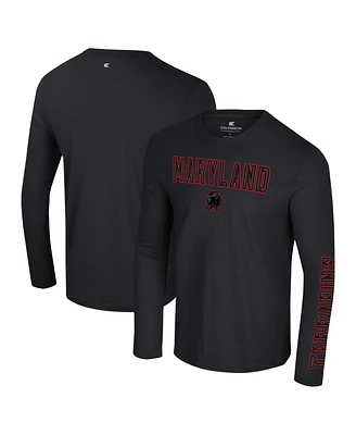 Colosseum Men's Black Maryland Terrapins Color Pop Active Blend 2-Hit Long Sleeve T-Shirt