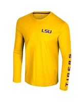 Colosseum Men's Gold Lsu Tigers Logo Lockup 3-Hit Active Blend Long Sleeve T-Shirt