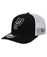 New Era Men's Black/White San Antonio Spurs Trucker 9SEVENTY Coolera Stretch-Snap Hat