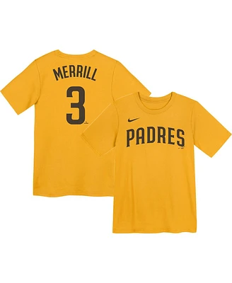 Nike Preschool Jackson Merrill Gold San Diego Padres Player Name Number T-Shirt