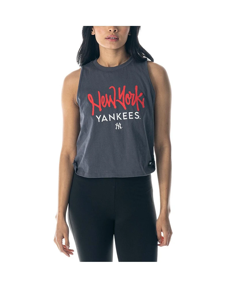 The Wild Collective Women's Charcoal New York Yankees Side Knot Tank Top