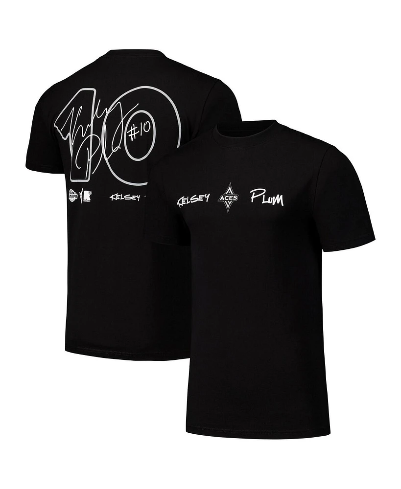 Round21 Men's and Women's Kelsey Plum Black Las Vegas Aces Player Signature Name Number T-Shirt