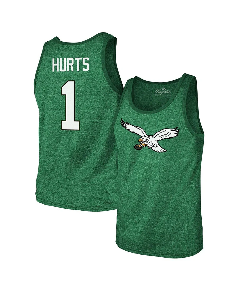 Majestic Men's Threads Jalen Hurts Kelly Green Philadelphia Eagles Tri-Blend Player Name Number Tank Top