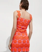 Mango Women's Floral Crochet Dress