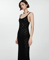 Mango Women's Crochet Long Dress