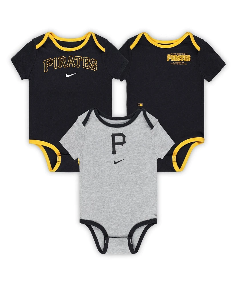 Nike Baby Boys and Girls Pittsburgh Pirates Authentic Collection Three-Pack Bodysuit Set