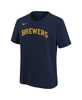 Nike Big Boys and Girls Christian Yelich Navy Milwaukee Brewers Home Player Name Number T-Shirt