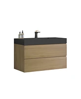 Streamdale Furniture 36" Natural Oak Vanity w/ Sink & Ample Storage