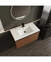 Streamdale Furniture 36" Brown Bathroom Vanity with Resin Sink and Cabinet