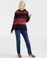 Style & Co Women's Luxe Soft Striped Hooded Sweater, Created for Macy's