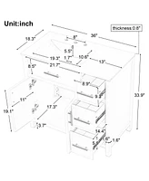 Streamdale Furniture 36" Off-White Bathroom Vanity with Ceramic Sink, Solid Wood & Mdf Cabinet