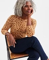 Style & Co Petite Animal-Print Sweater, Created for Macy's