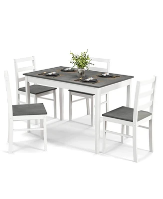 Slickblue 5-Piece Wooden Dining Set with Rectangular Table and 4 Chairs