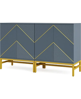 Tribesigns Buffet Cabinet Set of 2, 59” Sideboard Buffet Cabinet with Adjustable Shelves & Pop