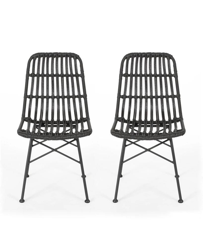 Simplie Fun Sawtelle Modern Rattan And Metal Outdoor Dining Chair