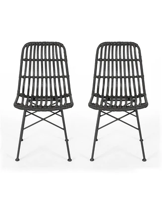 Simplie Fun Sawtelle Modern Rattan And Metal Outdoor Dining Chair