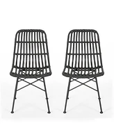 Simplie Fun Sawtelle Modern Rattan And Metal Outdoor Dining Chair