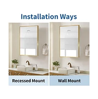 Golden Framed White Bathroom Medicine Cabinet (16x28in)