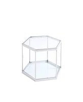 Simplie Fun Modern Glass Coffee Table with Stainless Steel Frame