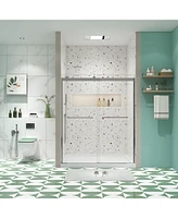 Simplie Fun Bypass Shower Door, Sliding, 5/16" Tempered Glass, Polished Chrome, 56"-60"W x 74"H