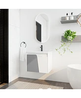 24" Wall-Mounted Vanity with Ceramic Basin