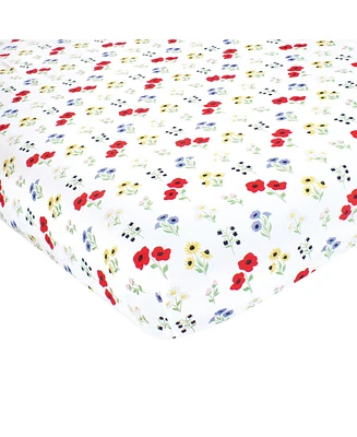 Hudson Baby Infant Girl Cotton Fitted Crib Sheet, Wildflower, One Size