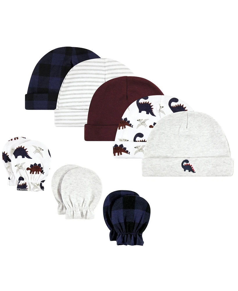 Hudson Baby Baby Boys Hudson Cotton Cap and Scratch Mitten Set