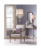 Regency Hill Senardo Traditional Table Lamp Vase Silhouette with Fluting and Floral Detail 30" Tall Gold Tan Bell Shade Decor for Living Room Bedroom