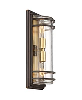 John Timberland Habitat Modern Industrial Outdoor Wall Light Fixture Bronze Warm Brass Steel 16" Clear Glass for Exterior House Porch Patio Outside De