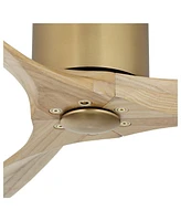 52" Windspun Modern Indoor Ceiling Fan 3 Blade Remote Control Soft Brass Finish Wood Blades Bedroom Living Room Kitchen Dining Office Hugger Dc Motor