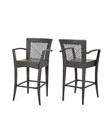 Simplie Fun Modern Wicker Barstool Set (2), Multi Brown