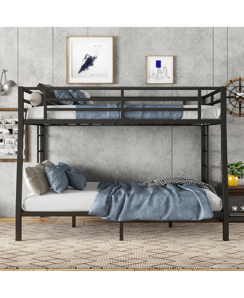 Simplie Fun Full Xl over Queen Bunk Bed, Sturdy Metal Frame, Noise Reduced, No Box Spring