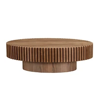 Modern Walnut Coffee Table with Sturdy Pedestal