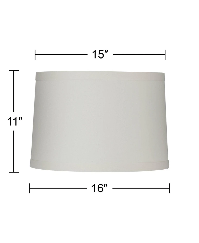 Set of 2 Drum Lamp Shades Ivory Medium 15" Top x 16" Bottom x 11" Slant x 11" High Spider with Replacement Harp and Finial Fitting - Springcrest