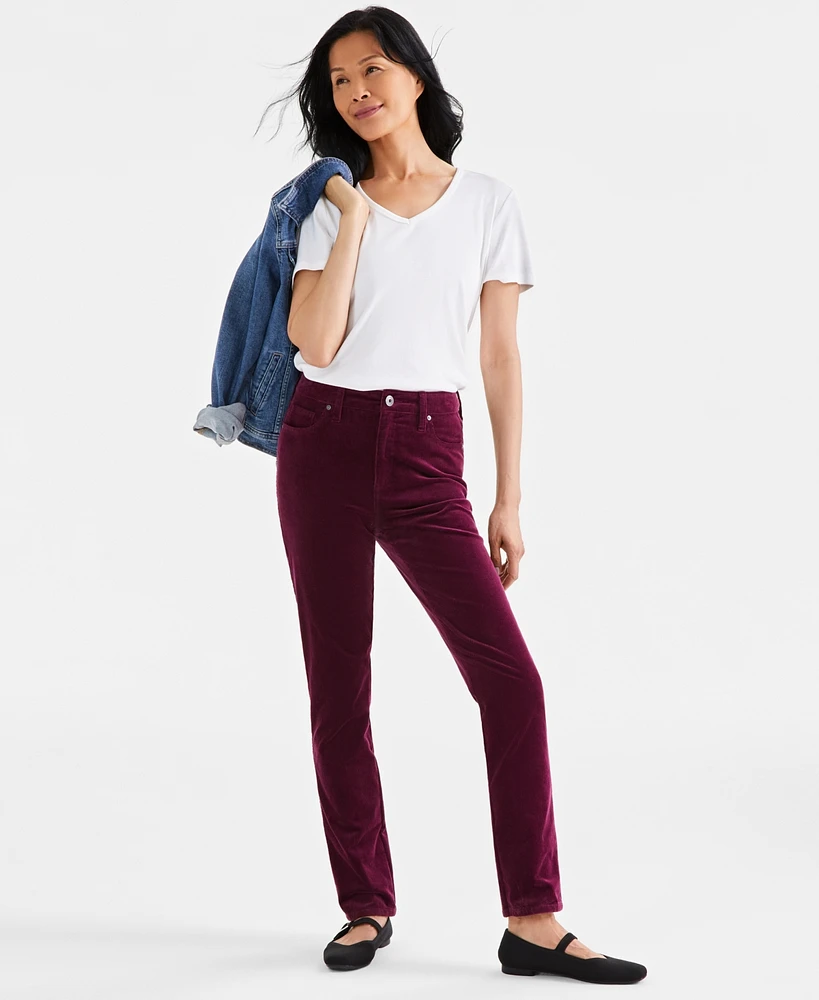 Style & Co Women's High-Rise Straight-Leg Corduroy Pants, Created for Macy's