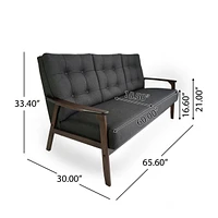 Athena Waffle Stitch Tufted Sofa With Rubberwood Legs