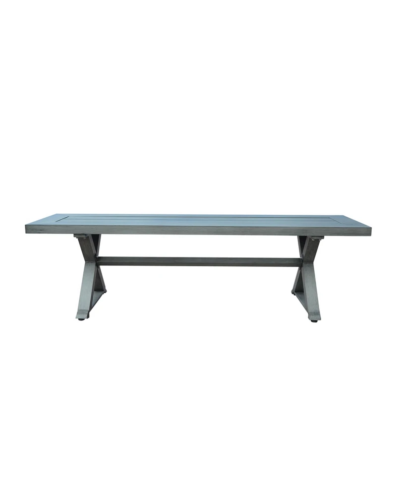 Simplie Fun Modern Aluminum Outdoor Dining Bench, Dark Gray