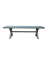 Simplie Fun Modern Aluminum Outdoor Dining Bench, Dark Gray