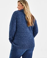 Style & Co Plus Funnel-Neck Zip-Up Sweater, Created for Macy's